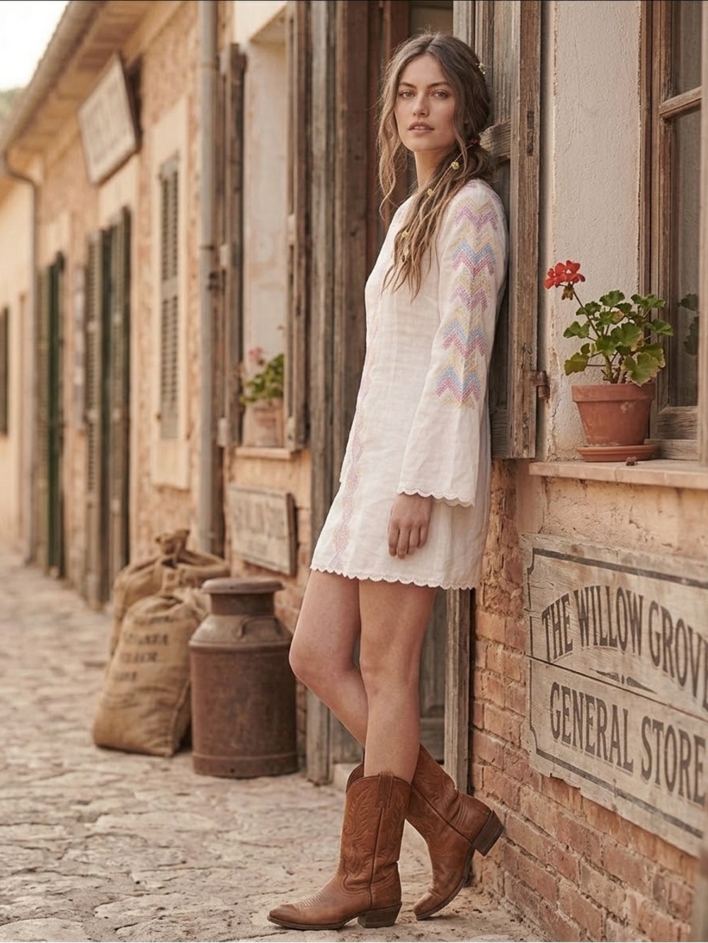 Free People Misty Meadow Embroidered
Boho Dress RARE in Ivory size 6